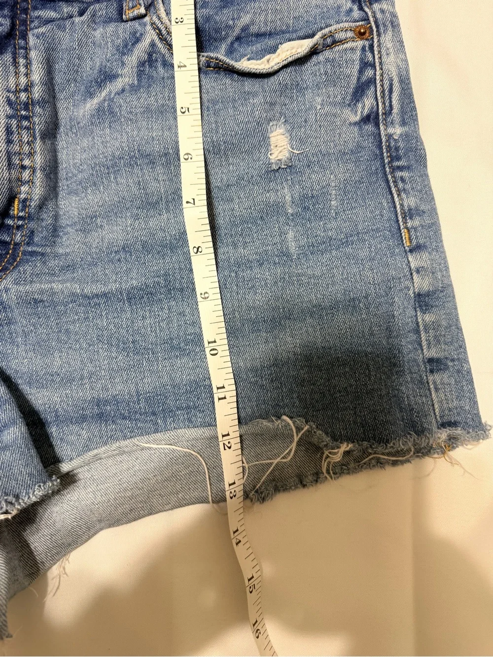 Classic High-Rise Distressed Denim Shorts - Light Blue Old Navy
